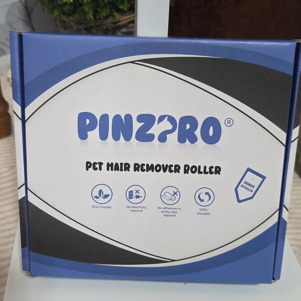 PinzPro Pet Hair Remover Roller & Detailer Tool Set - Blue/Black